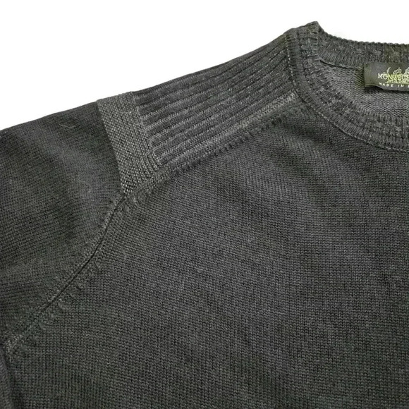 Montechiaro Crewneck amen's Sweater Made in Italy Black XL - Picture 5 of 8